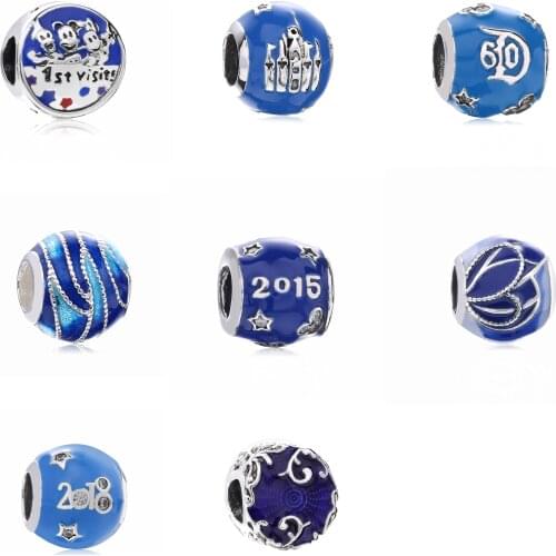 Ajax 100% S925 Blue Ocean StyleCharm Beads Fits Original Bracelet DIY For Women Jewelry Making