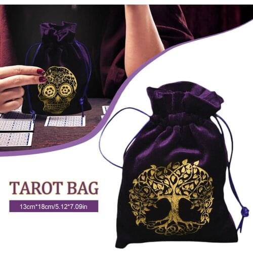Velvet Tarot Storage Bag Portable Divination Drawstring Package Light Soft Printing Cloth Bag Card Small Object Protection Pouch