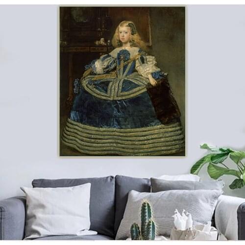 Diego Velazquez《Infanta Margarita Teresa in a Blue Dress》Canvas Oil Painting Poster Picture Wall Hanging Decor Home Decoration