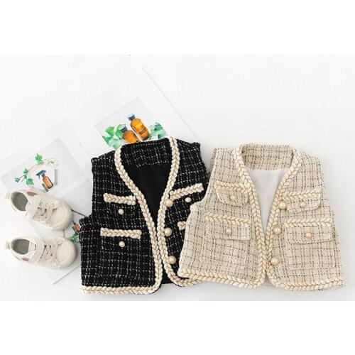 Keelorn Baby Girl Elegant Vest 2021 New Spring Autumn Kids Baby Plaid Sleeveless Waistcoat Fashion Infant Outwear Clothing