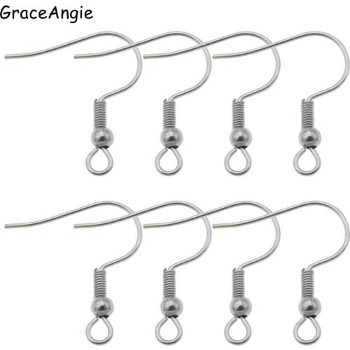 GraceAngie 50pcs/pack 18*20mm Stainless Steel Ear Wire Hooks Earrings Handmade Findings For DIY Earring Accessories Wholesale