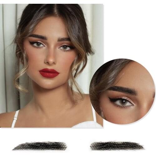 NEW 1pair Style Fake Eyebrows For Women Wave Style Eyebows Lace Human Hair Fake Eyebrows Artificial Weaving Eyebrow