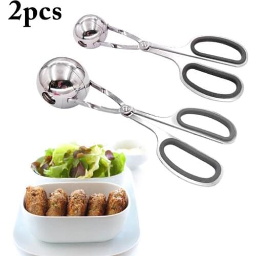 2 PCS Stainless Steel Meat Baller Tongs Cake Pop Meatball Maker Ice Tongs Cookie Dough Scoop for Kitchen