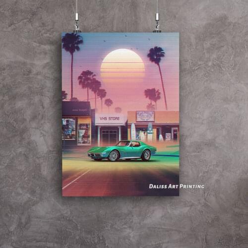 Canvas Synthwave Sunset Drive Pictures Home Decoration Paintings Poster HD Prints Wall Art Modular Living Room Framed