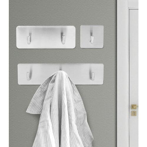 Adhesive Stainless Steel Towel Hooks Kitchen Tool Hanging Hooks Hats Bag Clothes Key Adhesive Wall Hanger Wall Sticker Organizer