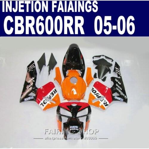 100%fit kits ,CBR600RR Fairings 2005 2006 REPSOL oRANGE cbr 600rr 05-06 Fairing kit For Honda l42
