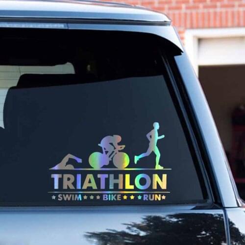 Hot Fashion Reflective Triathlon Sport Car Stickers Decals Funny Rear Windshield Car Decorative KK18*12cm Vinyl
