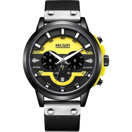 MEGIR 2019 Fashion Blue Watch Men Quartz Clock Metal Strap Multifunction Calendar Sports Mens Watches Top Brand Luxury