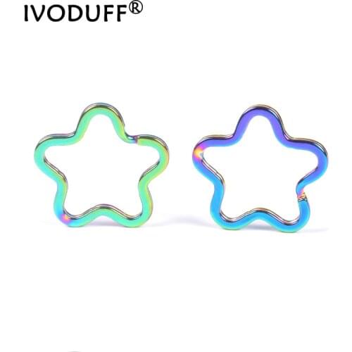 Bag pendant metal ring flower type rainbow color cool key ring 10 pcs/bag, 4 styles are available