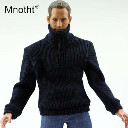 Mnotht 1/6 Scale Soldier Sweater Model Deep Blue Long Sleeved Sweater Clothes For 12in Action Figure Model Toys Collection m3