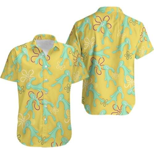 Anime Printing Men Sport Button Shirt Hawaii Printing Casual Cartoon Outdoor Clothing Shirt For Man