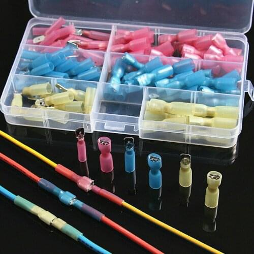 100pcs electrical heat shrink male and female Spade wire connector terminal kit