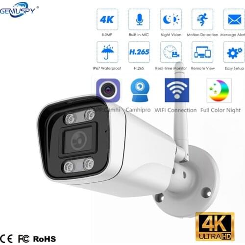 Two Way Audio Wifi 8MP 4K IP Camera Outdoor H.265 Onvif Bullet CCTV Array Night Vision IR POE Video Surveillance Cam Camhi