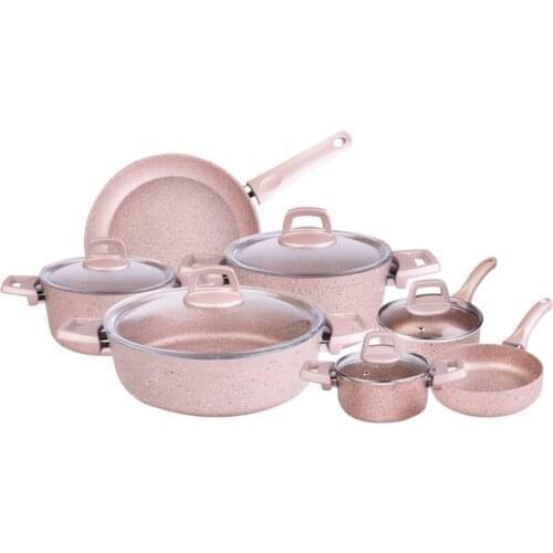 New model cookware Soup pot rice cooker Biogranit Rosegold 12 Piece Cookware Set