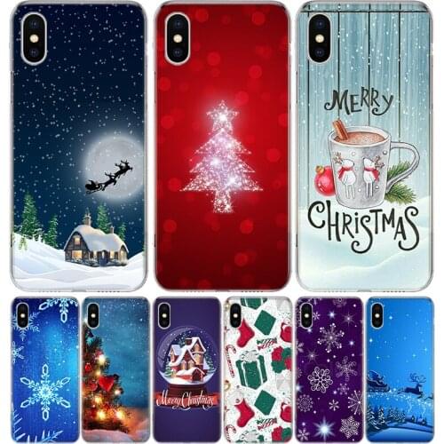 Christmas New Year Cover Phone Case For iPhone 11 12 Mini Pro 7 6 X 8 6S Plus XS MAX + XR 5S SE 10 Ten Art TPU Coque Capa Shell