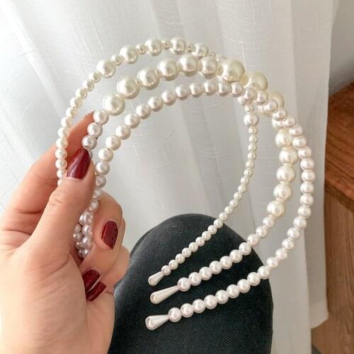 New Design Pearl Hair Band Handmade Girls Hair Accessories Elegant Women Headband Wedding Party Hair Hoop Headdress 1pc