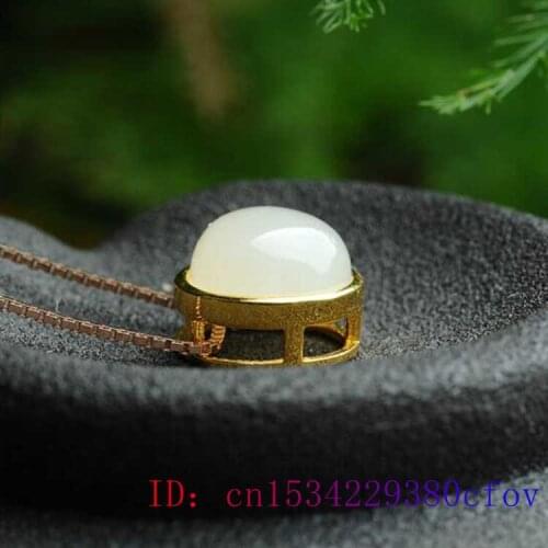 Natural White Hetian Jade Pendant Necklace 925 Silver Gifts Chalcedony Fashion for Jewelry Amulet Women