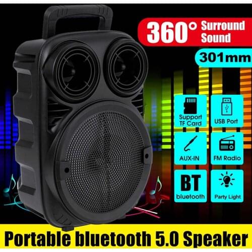 High Power Portable Bluetooth Speaker Super Bass Column Subwoofer Music Center Support AUX TF FM Radio Bluetooth Column Boom Box