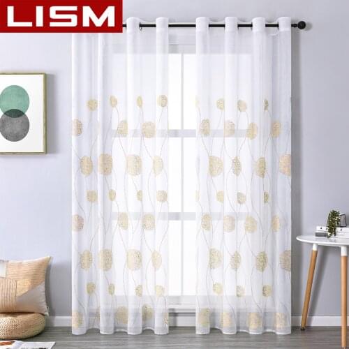 LISM Sheer Curtain for Window Tulle Voile Curtain for Kitchen Bedroom Living Room Embroidered Drape Home Decor Window Treatment