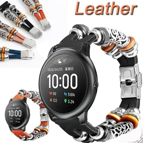 For Xiaomi Haylou Solar LS05 Smart Watch Color Genuine Leather Strap Replacement Vintage Bracelet 22mm Watch band Watchband