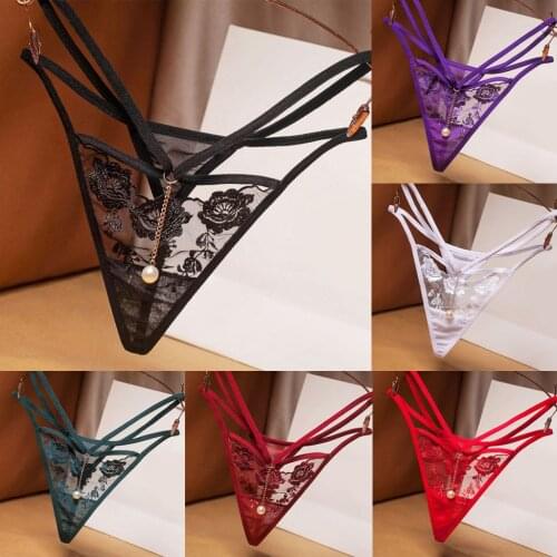 Sexy Womens Underwear G-String Lace Sexy Lingerie Thongs Ladies Intimates Sexy Panties See Through Stretch Briefs Mid Low-waist