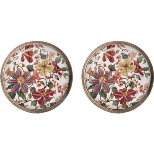 Charm Henna Yoga Amulet Ladies Stud Earrings 12mm Glass Cabochon Earrings Jewelry Mandala Symbol Bohemia Ladies Earrings Women