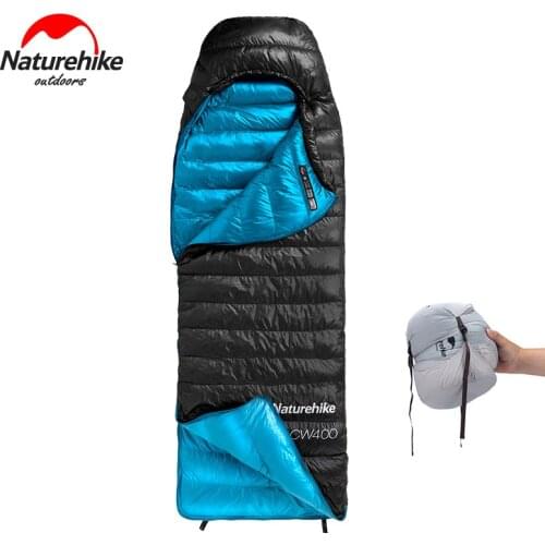 Naturehike CW400/CWZ400 Sleeping Bag Goose Down FP750/FP550 Envelope Type Camping Sleeping Bag Single Person Winter Warm Travel