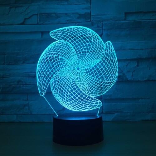 Windmill 3D illusion Lamp LED 3D Night Ligh 7 Color Change Remote Touch Desk lamp Birthday Party Atmosphere Lamp As Toy Gift