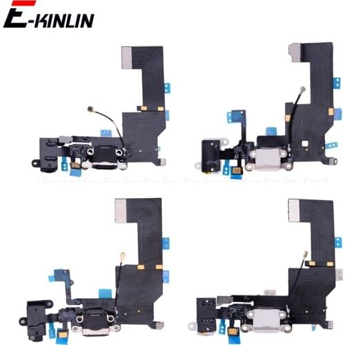 USB Charger Plug Charging Port Dock Connector Flex Cable For iPhone 4 4S 5 5S 5C With MicroPhone HeadPhone Audio Jack Parts