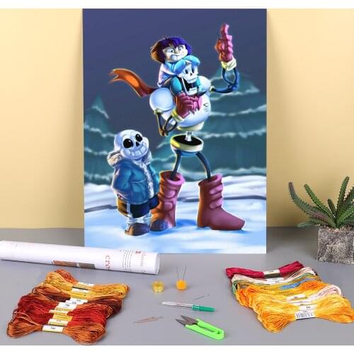 Undertale Printed Water-Soluble Canvas 11CT Cross-Stitch Complete Kit DIY Embroidery DMC Threads Knitting Handiwork Design