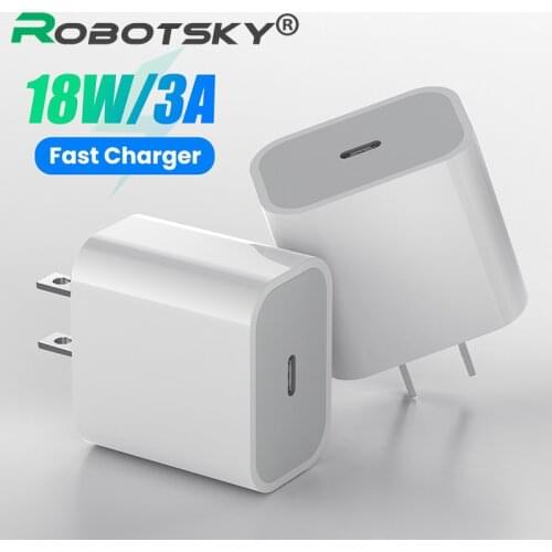 18W PD USB-C Power Adapter Charger All Compatible PD3.0 Fast Charger US Plug For iPad iPhone 12 Pro Max iPad Macbook