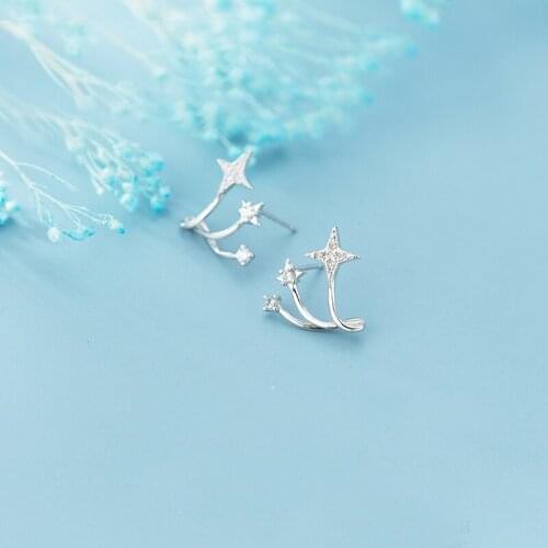 MloveAcc Dazzling Meteor Stud Earrings for Women 925 Sterling Silver Luxury Wedding Statement Engagement Jewelry