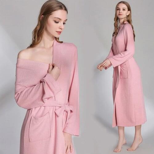 Plus size Modal Robe Women Sexy bathrobe long spring summer autumn female robes solid color knitted modal sleepwear