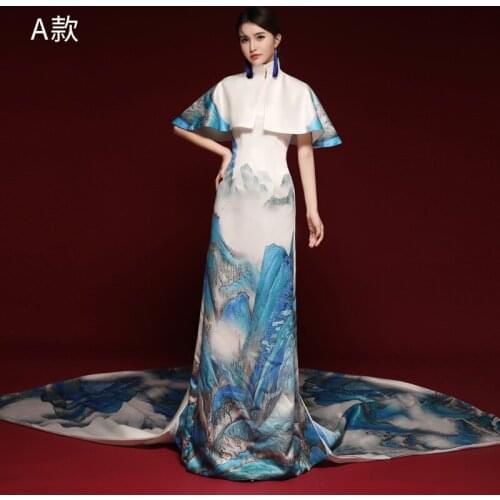 100%real style A B C Asia style landscape painting long dress/cosplay/stage performence/studio/can customs size