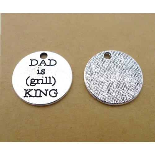 100Pcs/lot DAD is KING Charms 20x20MM Letter Charms for Jewelry Making