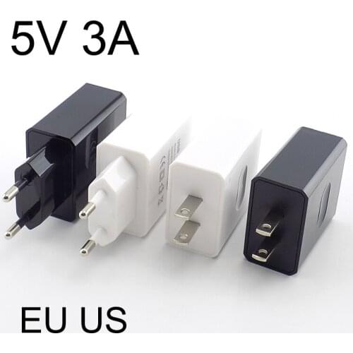 5pcs 5V 3A Travel USB Adapter Phone Charger Power Supply Adapter Wall Desktop Charging Power Bank EU/US Plug N11 black white