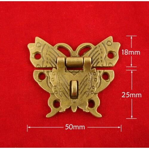 50x43mm Alloy Antique Butterfly Lock Latch Hasp Bronze Decorative Vintage Latch with Screws for Wooden Case Gift Jewelry Box