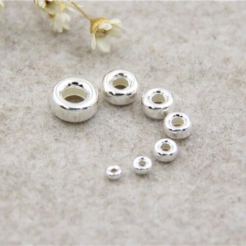 925 Sterling sSilver donut spacer positioning wheel loose bead beads for jewelry making accessories 3-10mm 10pcs