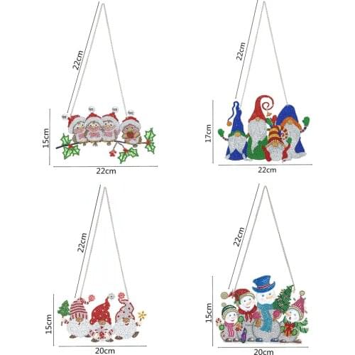 DIY Diamond Painting Wooden Hanging Signs Rhinestone House Number Flower Diamond Art Doorplate Christmas For Door Decoration