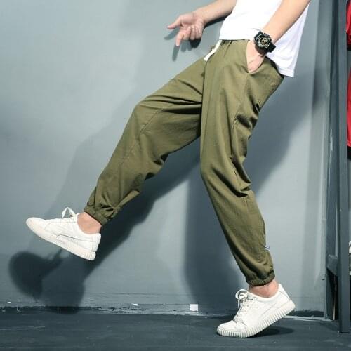 Asian Size New Men Pants Fashion Linen Harem Pants Men Stretch Trousers Oversized Pencil Pants Male Brand Clothing Plus Size 8XL