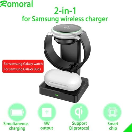 Wireless Charger For Samsung Watch Headphone Case Fast Charging for Galaxy Watch3 Buds Pro Portable QI 2 In 1 Wireless Charger