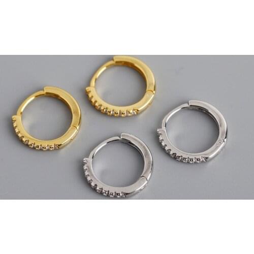 Glittering Zircon Round Golden Hoop Earrings Fashion Jewelry Earrings For Women Wedding Anniversary Gift S-E14