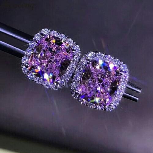 Choucong Charming earring Cushion cut AAAAA cz 925 Sterling silver Engagement Wedding Stud Earrings for women fashion jewelry