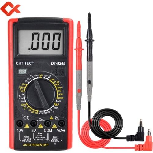 Digital Multimeter AC/DC Digital Ammeter Voltage Meter Ohmmeter Transistor Tester Professional Electrician Tools QHTITEC DT9205