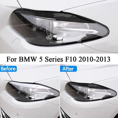 For Bmw F10 5 Series 2010-2013 Carbon Fiber Headlight Eyebrow Eyelids Headlights Eyebrows Decorative Car Styling