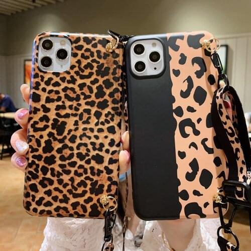 For Samsung Galaxy Note 20 10 9 8 S21 S20 Ultra S10 S8 S9 Plus Fashion Leopard Print Lanyard Necklace Shoulder Strap Case Cover
