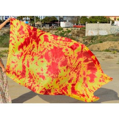 2016 design 100% real silk belly dance veil, cheap dance veils,tari perut kostum veil wholesale 250*114cm red yellow mix