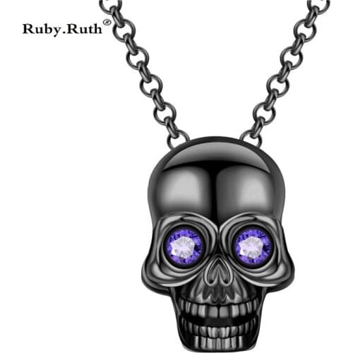Gothic Stereo Skull Zircon Crystals Necklace Pendant Chain Skull Man Woman Necklaces Jewelry Dropshipping