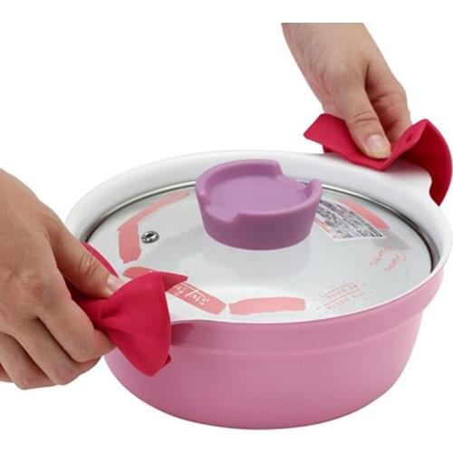 2PC Kitchen Silicone Heat Insulation Mitt Glove Casserole Ear Pan Holder Resistant Clamp Plate Clip Bowl Oven Grip Finger Gloves