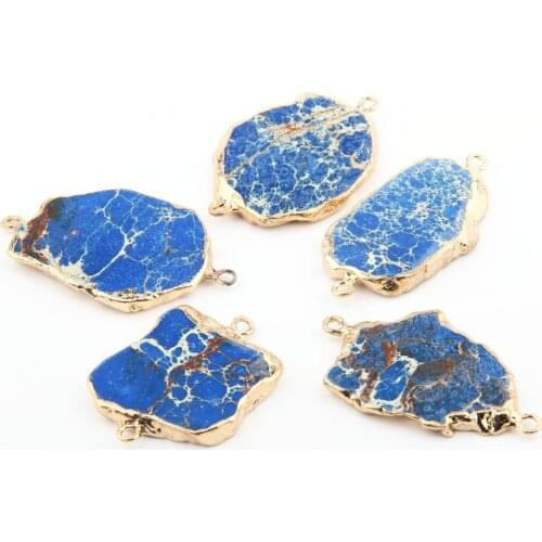LE SKY New 1PC Imperial Stone Irregular Natural Stone Pendant Connector for Necklace or Jewelry Making